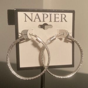 Napier Textured Silver Hoop Earrings